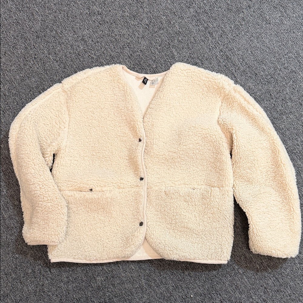 H&M Cream Sherpa Hoodie Jacket